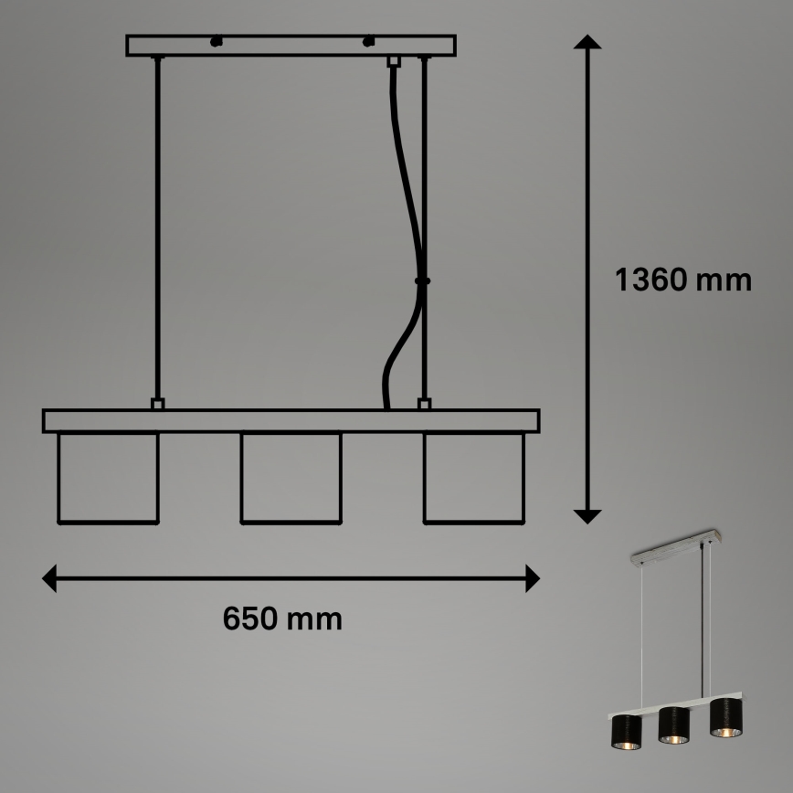 Briloner - Pakabinamas sietynas LURI 3xE14/25W/230V kaučiukas