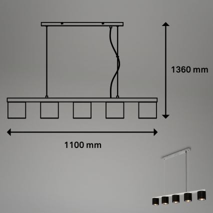 Briloner - Pakabinamas sietynas LURI 5xE14/25W/230V kaučiukas