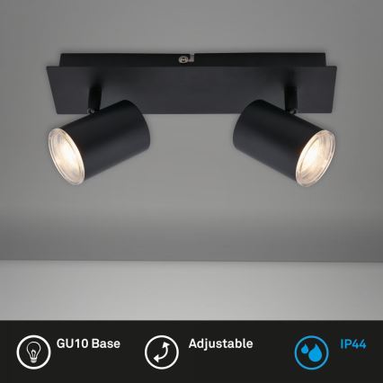 Briloner  10476221 - Akcentinis vonios šviestuvas 2xGU10/5W/230V IP44 juoda