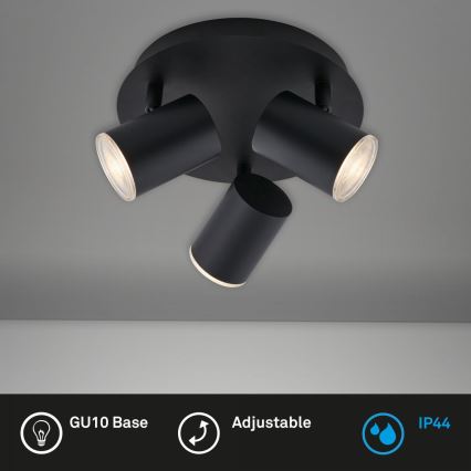 Briloner 10476229 - Akcentinis vonios šviestuvas 3xGU10/5W/230V IP44 juoda