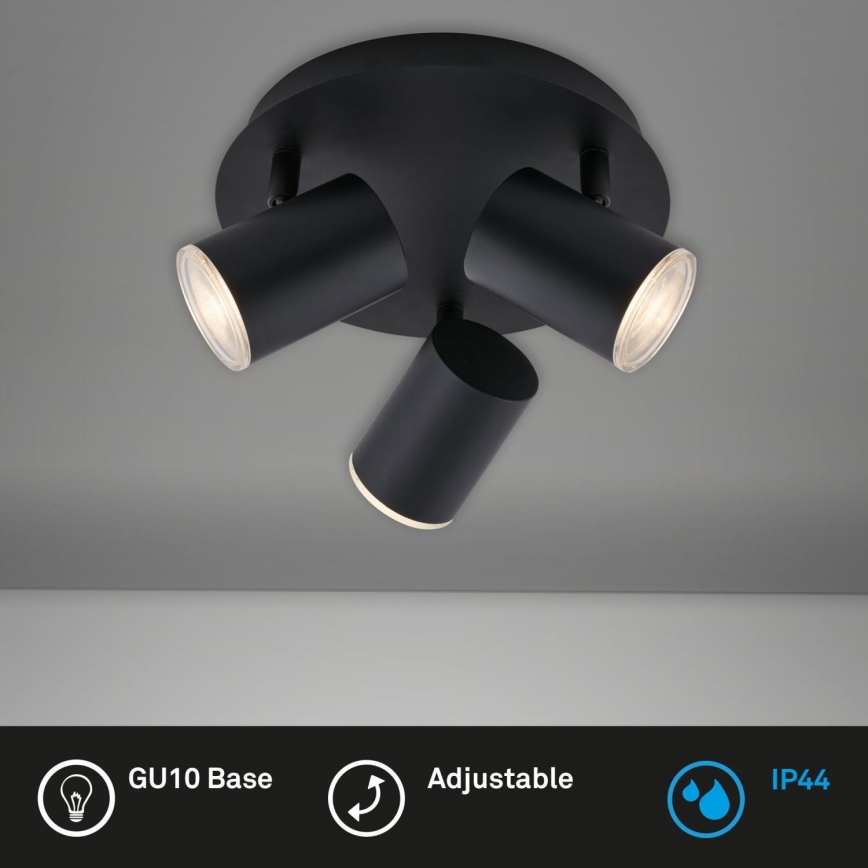 Briloner 10476229 - Akcentinis vonios šviestuvas 3xGU10/5W/230V IP44 juoda