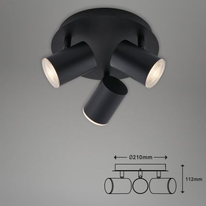 Briloner 10476229 - Akcentinis vonios šviestuvas 3xGU10/5W/230V IP44 juoda