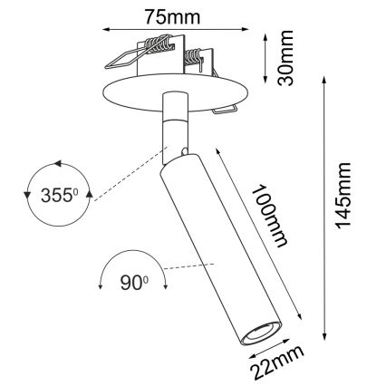 Brosline - Įleidžiamas taškinis šviestuvas 1xG9/2,5W/230V juodas