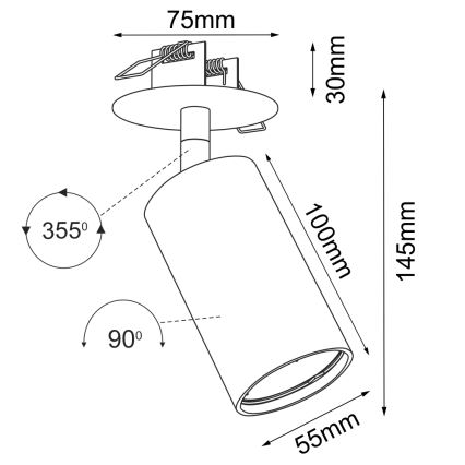 Brosline - įleidžiamas taškinis šviestuvas 1xGU10/10W/230V juodas