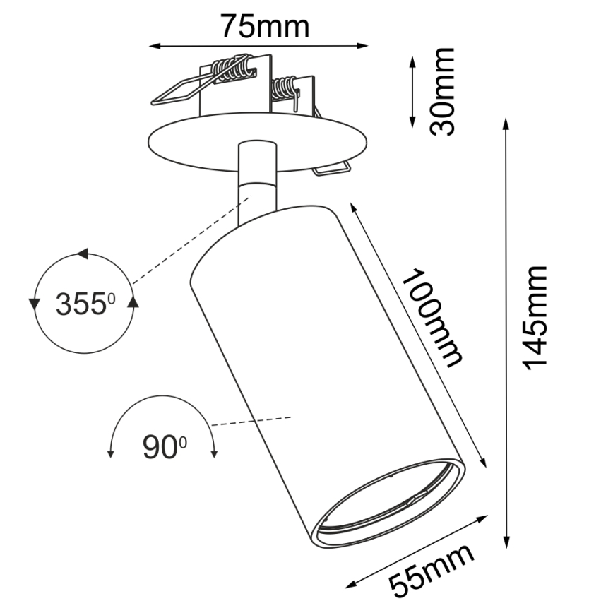 Brosline - Įleidžiamasis taškinis šviestuvas 1xGU10/10W/230V baltas