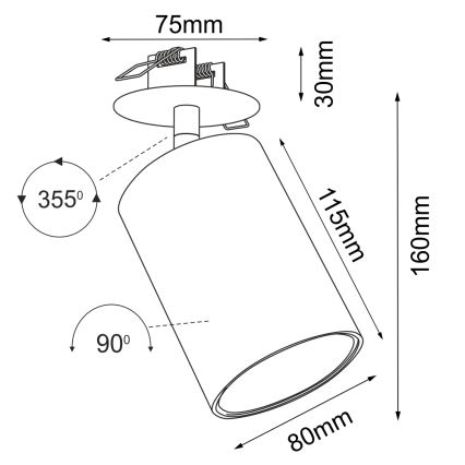 Brosline - Įleidžiamas taškinis šviestuvas 1xGU10/10W/230V baltas