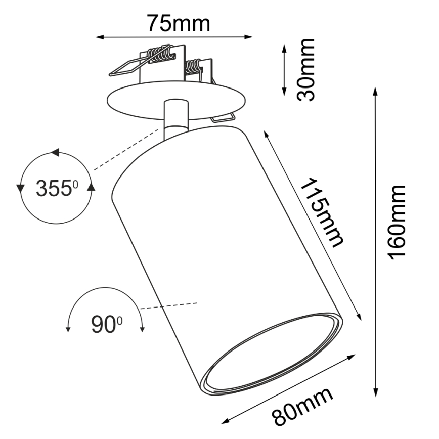 Brosline - Įleidžiamas taškinis šviestuvas 1xGU10/10W/230V baltas