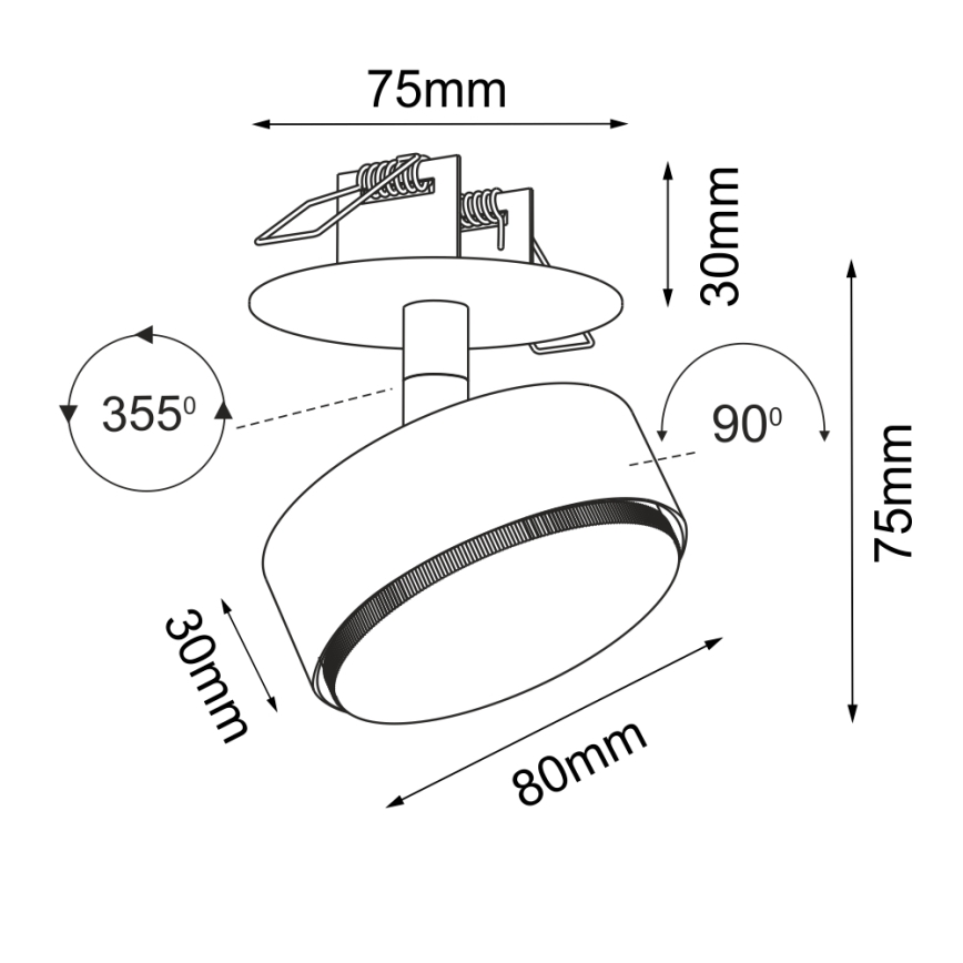 Brosline - įmontuojamas taškinis šviestuvas 1xGX53/9W/230V juodas
