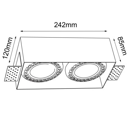 Brosline - Įleidžiamas lubų šviestuvas 2xGU10/18W/230V baltas