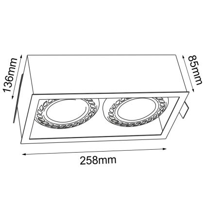 Brosline - įleidžiamas lubų šviestuvas 2xGU10/18W/230V, baltas