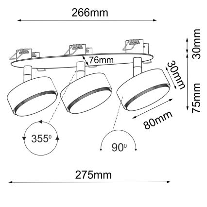 Brosline - Įleidžiamas taškinis šviestuvas 3xGX53/9W/230V baltas