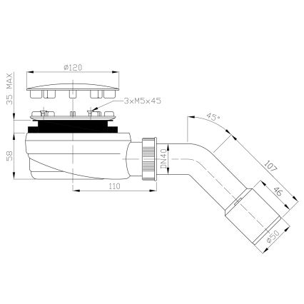 Bruckner - Dušo padėklo sifonas žemas DN40/50 balta/nušlifuotas nerūdijantis