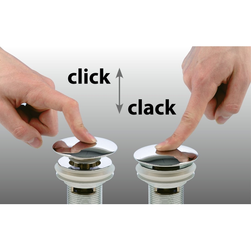 Bruckner - Kriauklės nuotekų sistema be perviršio CLICK-CLACK diametras 6,4 cm blizgus chromas