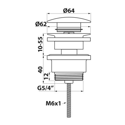 Bruckner - Kriauklės nuotekų sistema be perviršio CLICK-CLACK diametras 6,4 cm blizgus chromas