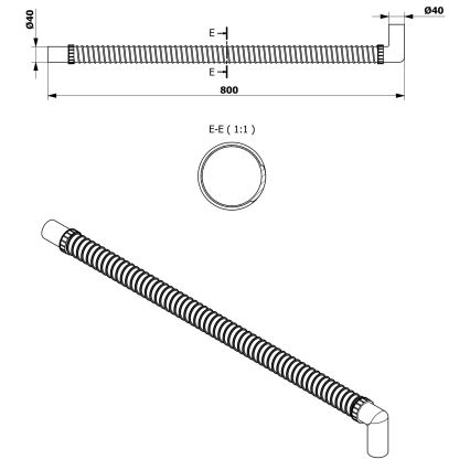 Bruckner - Lankstus jungiamasis vamzdis alkūnė 80 cm balta