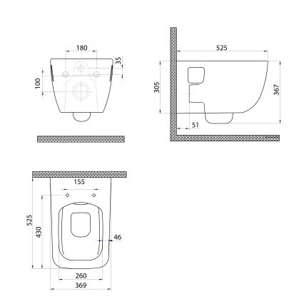 Bruckner - Pakabinamas tualetas Rimless WALTER keramika/balta