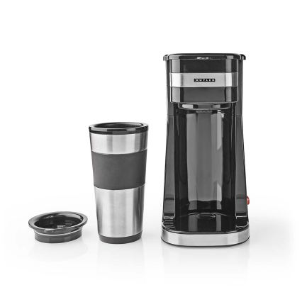 Butler - Vieno puodelio kavos aparatas 0,4 l su kelioniniu puodeliu 750W/230V nerūdijančio plieno/juoda