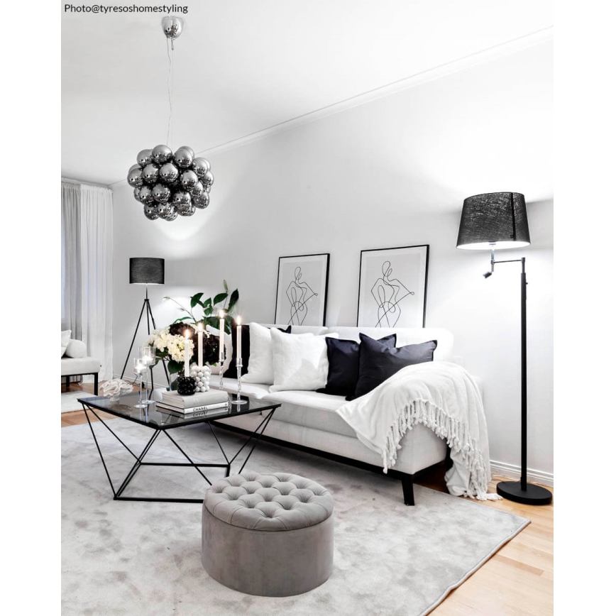 ByRydens - LED grindinė lempa ORLANDO 1xE27/5W/230V + LED/3W, juoda, Ø 36 cm