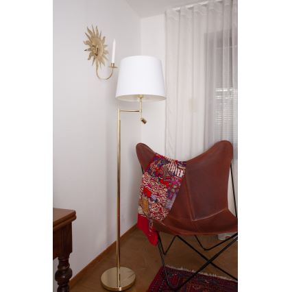 ByRydens - LED toršeras ORLANDO 1xE27/5W/230V + LED/3W balta/auksas diametras 36 cm