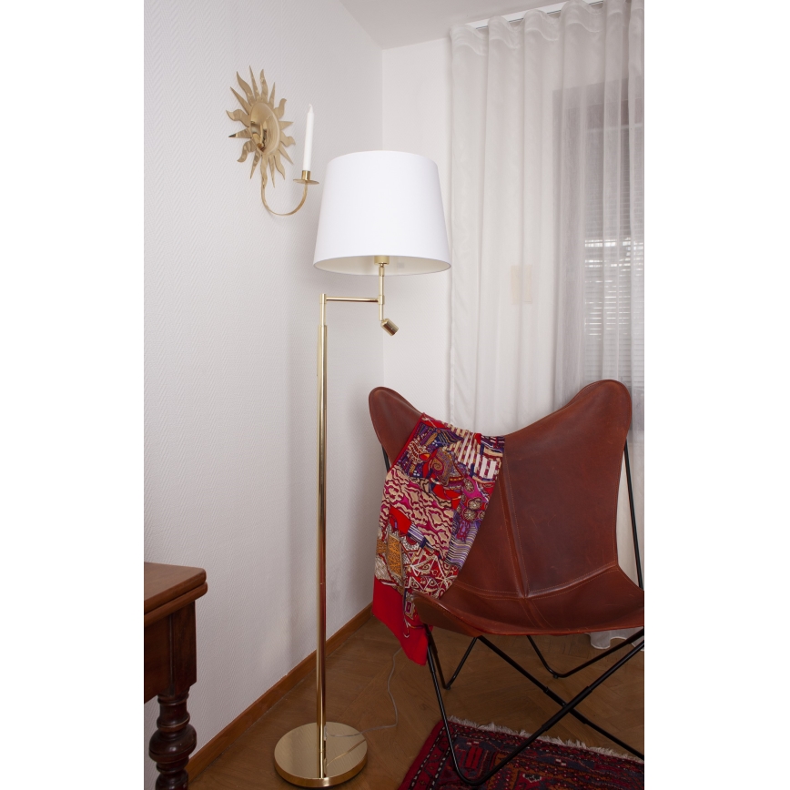 ByRydens - LED toršeras ORLANDO 1xE27/5W/230V + LED/3W balta/auksas diametras 36 cm