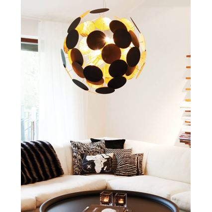 ByRydens - Pakabinamas sietynas PLANET 4xE14/5W/230V juoda/auksas diametras 50 cm