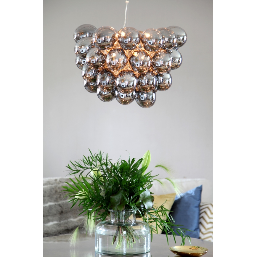ByRydens - Pakabinamas sietynas GROSS 8xG9/4W/230V dūminis/juoda diametras 50 cm