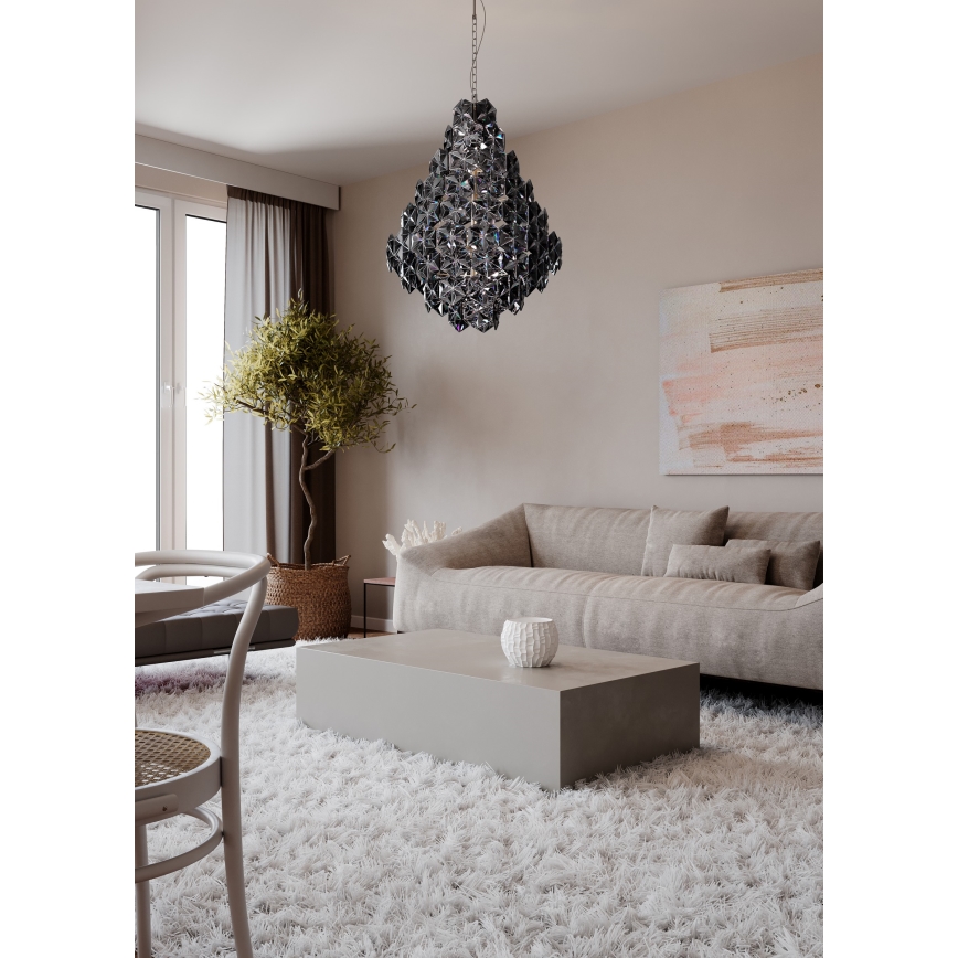 ByRydens - Sietynas, kabinamas ant grandinės MONARQUE GRANDE 11xE14/5W/230V juoda diametras 58 cm