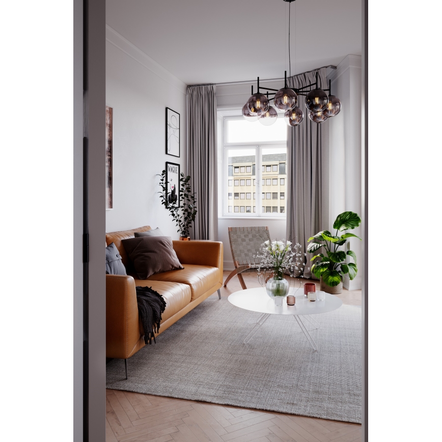 ByRydens - Pakabinamas sietynas BOYLE 8xE27/5W/230V dūminis/juoda diametras 83 cm