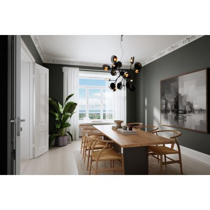 ByRydens - Pakabinamas sietynas TURNO 18xG9/4W/230V auksas/juoda diametras 80 cm