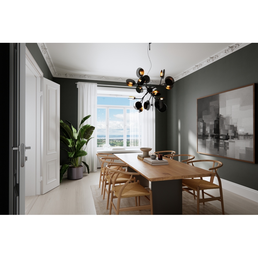 ByRydens - Pakabinamas sietynas TURNO 18xG9/4W/230V auksas/juoda diametras 80 cm