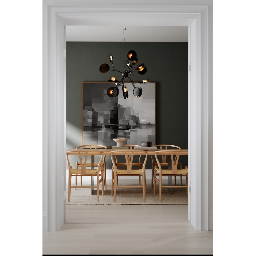 ByRydens - Pakabinamas sietynas TURNO 18xG9/4W/230V auksas/juoda diametras 80 cm