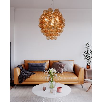 ByRydens - Pakabinamas sietynas DELUXE 4xE14/5W/230V dūminis/ruda diametras 64 cm