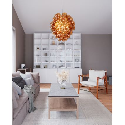 ByRydens - Pakabinamas sietynas DELUXE 4xE14/5W/230V dūminis/ruda diametras 64 cm
