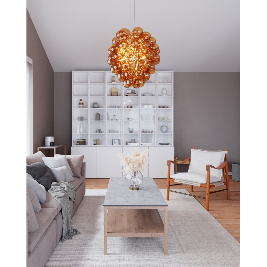 ByRydens - Pakabinamas sietynas DELUXE 4xE14/5W/230V dūminis/ruda diametras 64 cm
