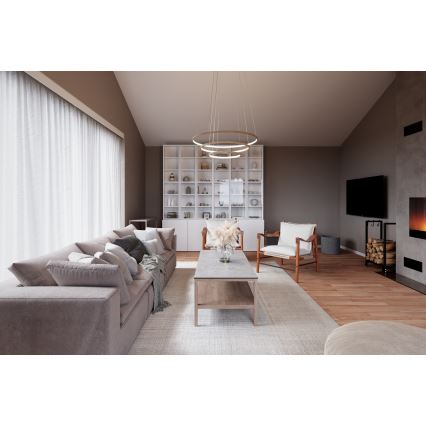 ByRydens - LED pakabinamas šviestuvas ant laido TRIONE LED/45W/230V smėlio spalvos, skersmuo 80 cm