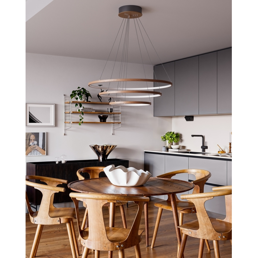 ByRydens - LED pakabinama liustra ant laido TRIONE LED/45W/230V, rudos spalvos, skersmuo 80 cm