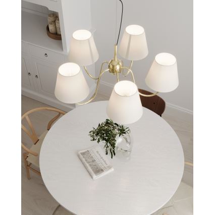 ByRydens - Pakabinamas šviestuvas ant laido LYNF 5xE14/8W/230V žalvaris/balta