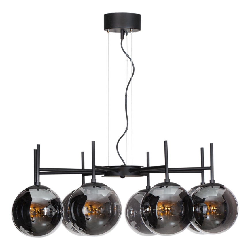 ByRydens - Pakabinamas sietynas BOYLE 8xE27/5W/230V dūminis/juoda diametras 83 cm
