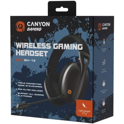 Canyon - Belaidės ausinės su mikrofonu 400 mAh juoda