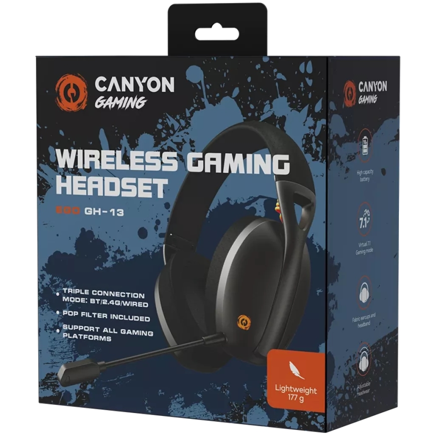 Canyon - Belaidės ausinės su mikrofonu 400 mAh juoda