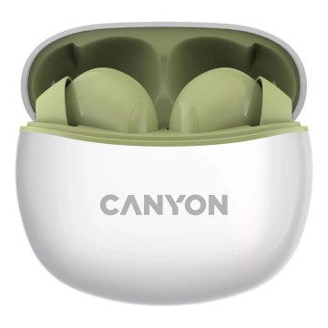 Canyon - Belaidės stereo earphones True Belaidės 500 mAh + 2x 40 mAh balta/žalia