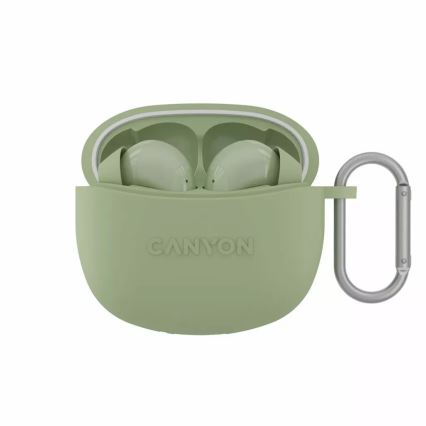 Canyon - Belaidės stereo earphones True Belaidės 500 mAh + 2x 40 mAh balta/žalia