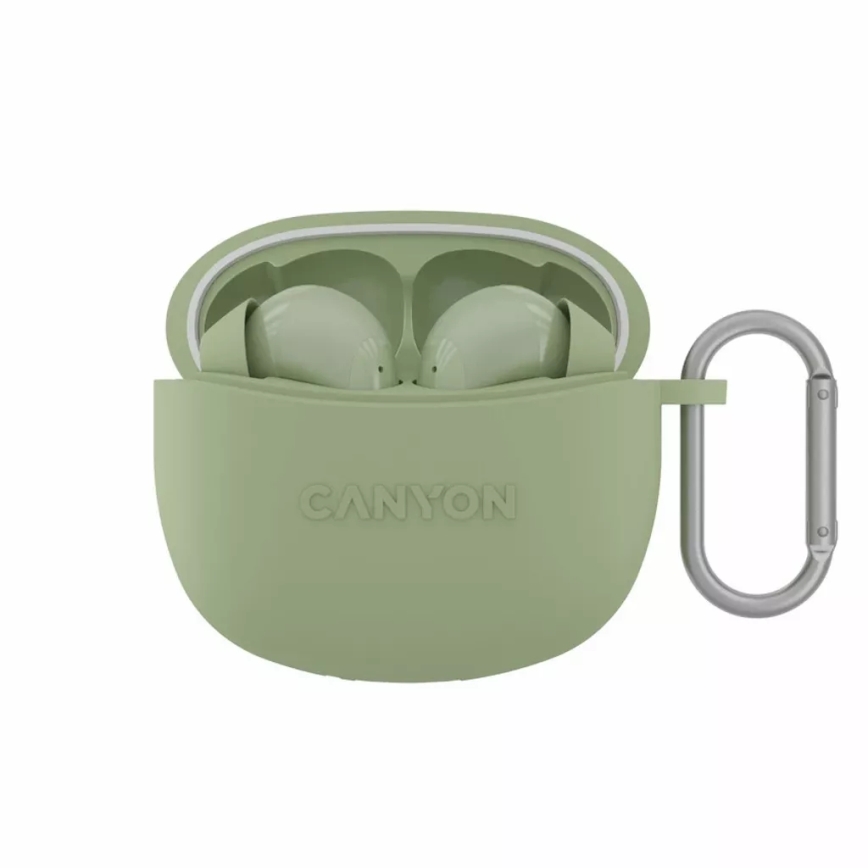 Canyon - Belaidės stereo earphones True Belaidės 500 mAh + 2x 40 mAh balta/žalia