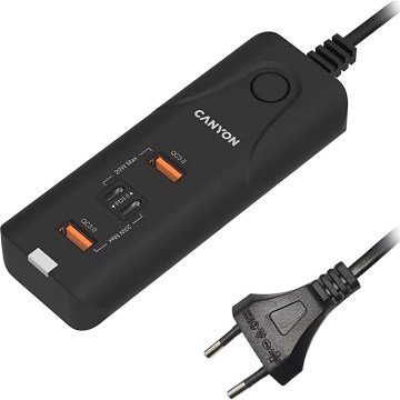 Canyon - Įkroviklis 2xUSB A + 2xUSB C Power Delivery 20W