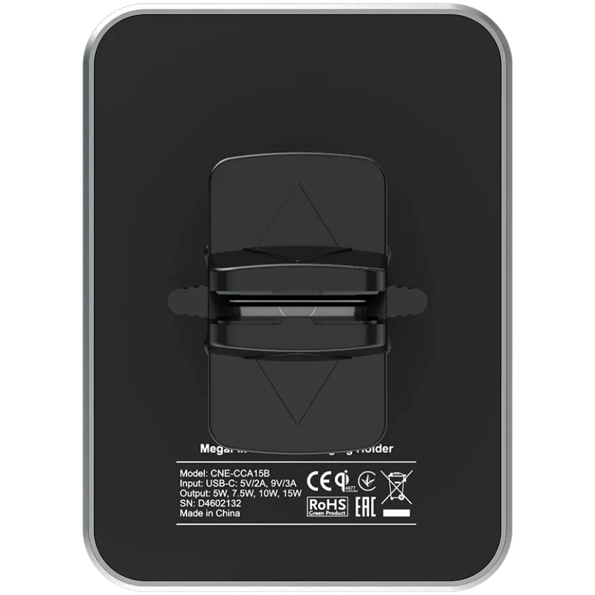 Canyon - Magnetinis automobilio telefono laikiklis su belaidžio įkrovimo funkcija Qi 5V kampinis juoda