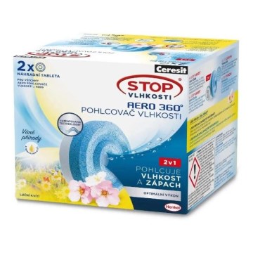 Ceresit - Tabletės drėgmės surinktuvui 2in1 AERO 360° 2x 450 g, pievų žiedų aromatas