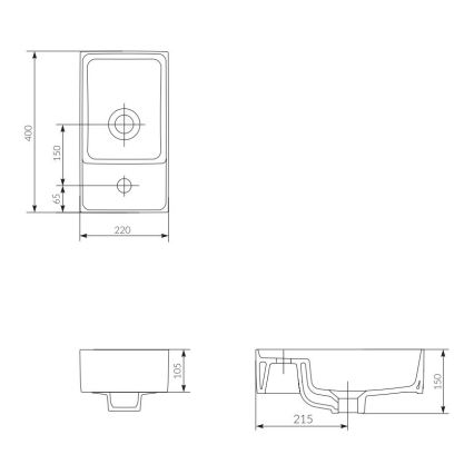 Cersanit K114-004 - Praustuvas ant stalviršio CREA 22x40 cm keramika/blizgi balta