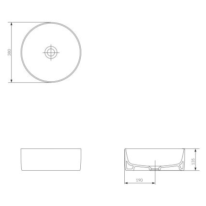 Cersanit K114-020 - Pastatomas praustuvas CREA diametras 38 cm keramika/blizgūs balti