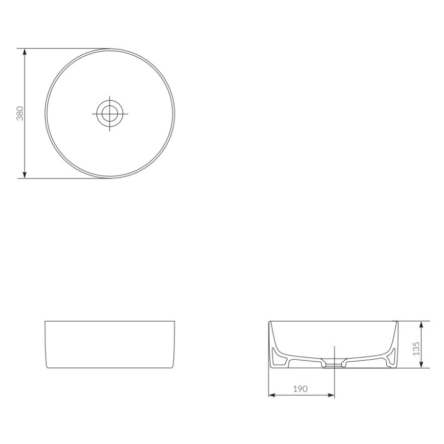Cersanit K114-020 - Pastatomas praustuvas CREA diametras 38 cm keramika/blizgūs balti