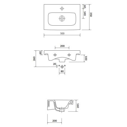 Cersanit K116-008 - Ant stalviršio/pakabinamas praustuvas MODUO SLIM 35x50 cm keramika/blizgi balta